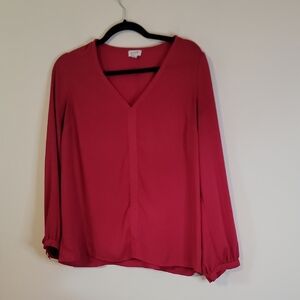 J. Crew V-Neck Blouse - Deep Pink